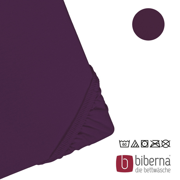 biberna Feinjersey-Spannbetttuch dunkel violett, 1x 140x200 cm - 160x200 cm