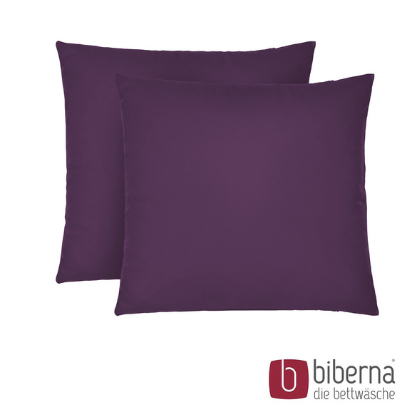 biberna Feinjersey-Kopfkissenbezug Doppelpack dunkel violett, 2x 40x40 cm