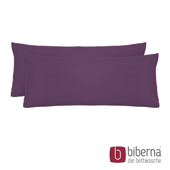 biberna Feinjersey-Kopfkissenbezug Doppelpack dunkel violett, 2x 40x60 cm