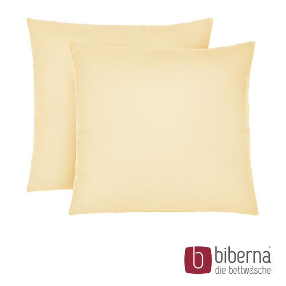 biberna Feinjersey-Kopfkissenbezug Doppelpack gelb, 2x 80x80 cm