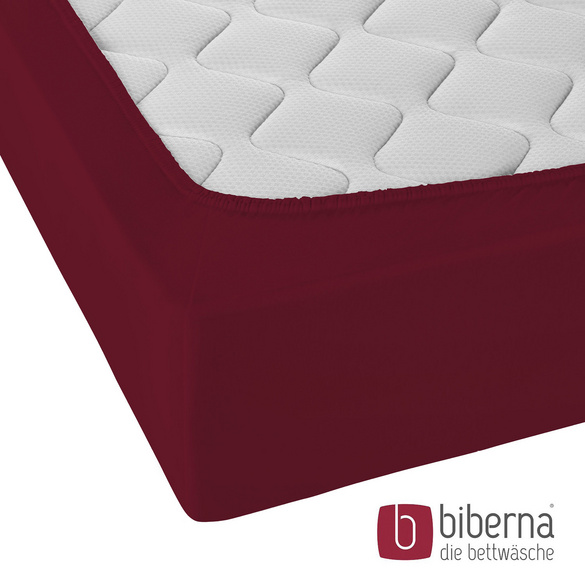 biberna Jersey-Elastic-Spannbetttuch burgund, 1x 120x200 cm - 130x220 cm