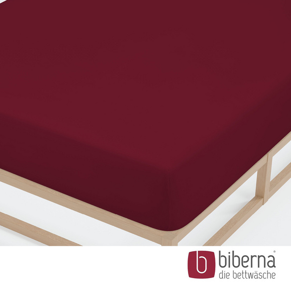 biberna Jersey-Elastic-Spannbetttuch burgund, 1x 140x200 cm - 160x220 cm