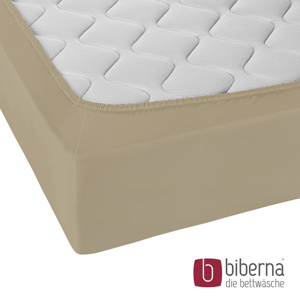 biberna Jersey-Elastic-Spannbetttuch taupe, 1x 180x200 cm - 200x220 cm