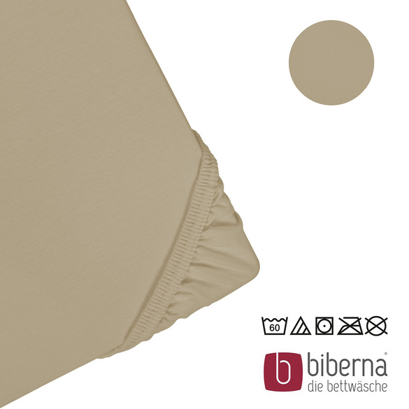 biberna Jersey-Elastic-Spannbetttuch taupe, 1x 180x200 cm - 200x220 cm