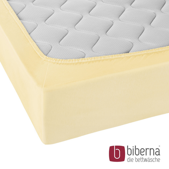 biberna Jersey-Elastic-Spannbetttuch gelb, 1x 120x200 cm - 130x220 cm