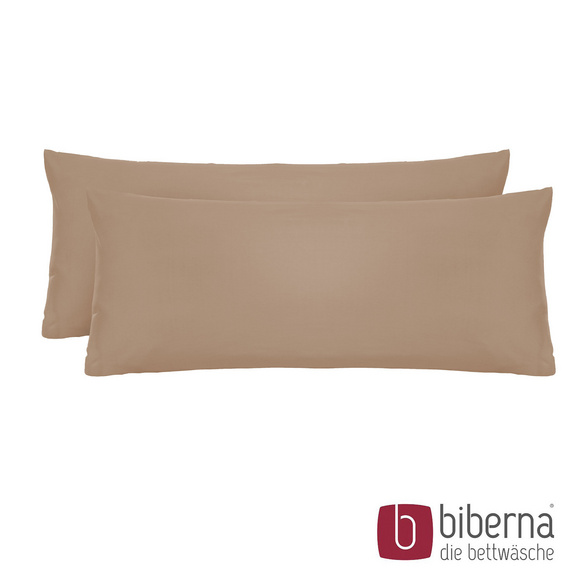 biberna Feinjersey-Kopfkissenbezug Doppelpack macchiato, 2x 40x60 cm