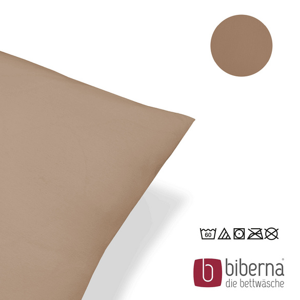 biberna Feinjersey-Kopfkissenbezug Doppelpack macchiato, 2x 40x60 cm