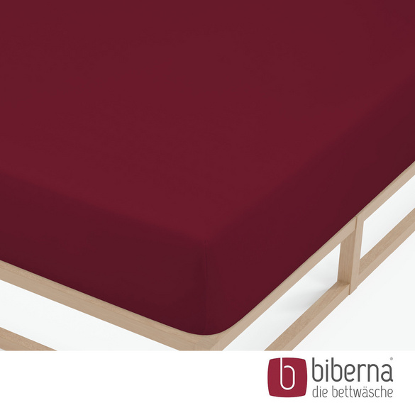 biberna Feinjersey-Spannbetttuch burgund, 1x 180x200 cm - 200x200 cm