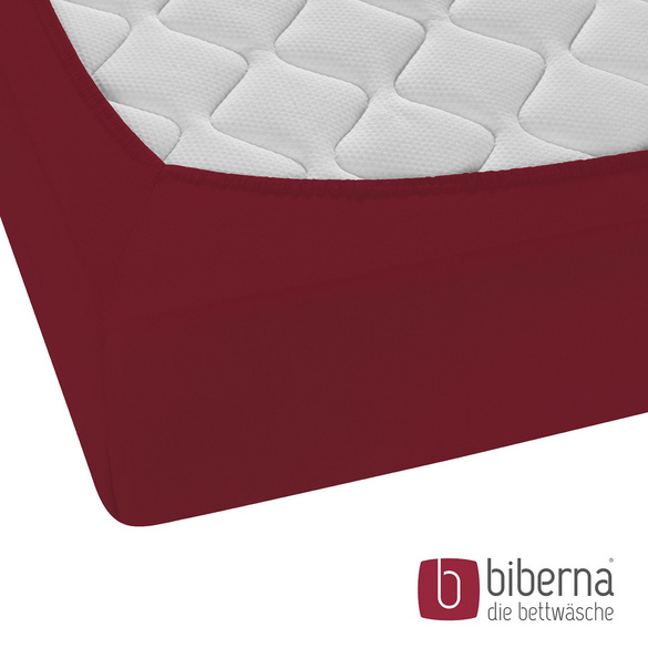 biberna Feinjersey-Spannbetttuch burgund, 1x 180x200 cm - 200x200 cm