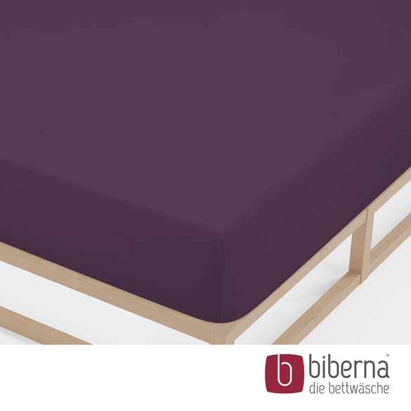 biberna Jersey-Elastic-Spannbetttuch dunkel violett, 1x 120x200 cm - 130x220 cm