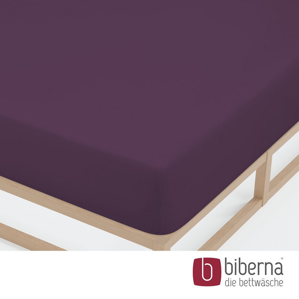 biberna Jersey-Elastic-Spannbetttuch dunkel violett, 1x 140x200 cm - 160x220 cm