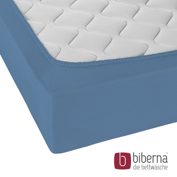 biberna Jersey-Elastic-Spannbetttuch azurblau, 1x 120x200 cm - 130x220 cm