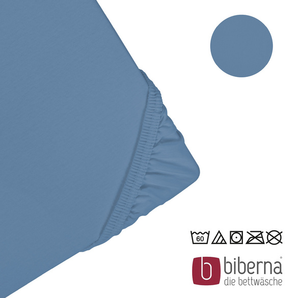 biberna Jersey-Elastic-Spannbetttuch azurblau, 1x 90x190 cm - 100x220 cm