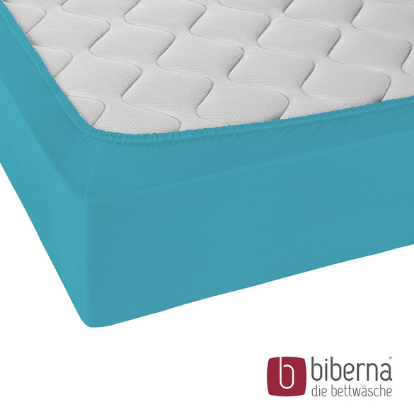 biberna Jersey-Elastic-Spannbetttuch türkis, 1x 180x200 cm - 200x220 cm