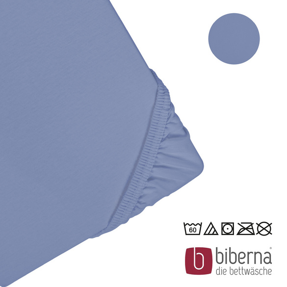 biberna Jersey-Elastic-Spannbetttuch blau, 1x 140x200 cm - 160x220 cm