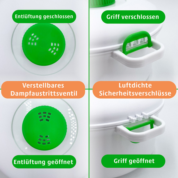 Mikrowellen-Schnellkochtopf mit Dampfventil Basilico