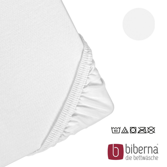 biberna Jersey-Elastic-Spannbetttuch weiss, 1x 90x190 cm - 100x220 cm