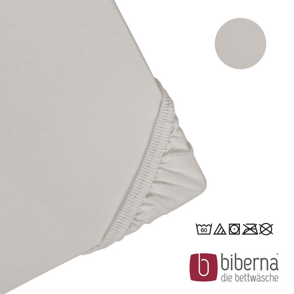 biberna Jersey-Elastic-Spannbetttuch sturmgrau, 1x 90x190 cm - 100x220 cm