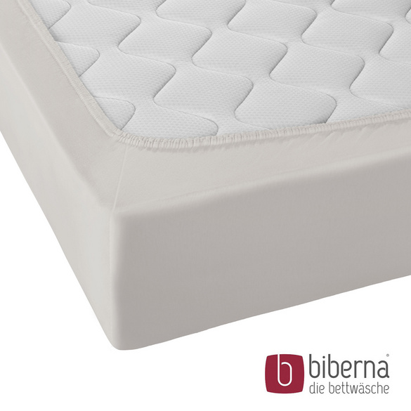 biberna Jersey-Elastic-Spannbetttuch grau, 1x 180x200 cm - 200x220 cm