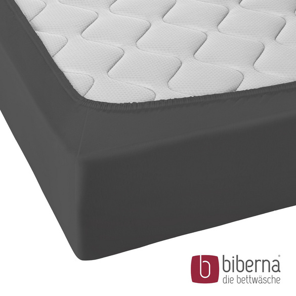 biberna Jersey-Elastic-Spannbetttuch titanium, 1x 180x200 cm - 200x220 cm