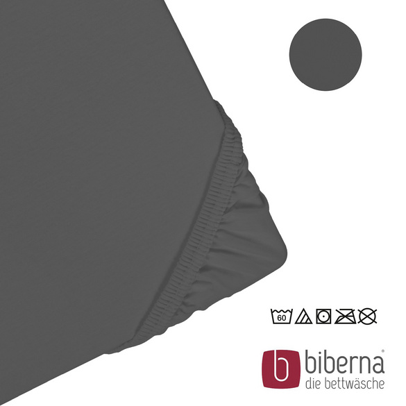 biberna Jersey-Elastic-Spannbetttuch titanium, 1x 180x200 cm - 200x220 cm