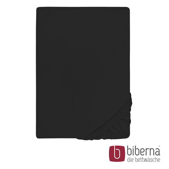 biberna Jersey-Elastic-Spannbetttuch schwarz, 1x 140x200 cm - 160x220 cm