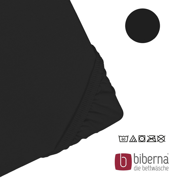 biberna Jersey-Elastic-Spannbetttuch schwarz, 1x 140x200 cm - 160x220 cm