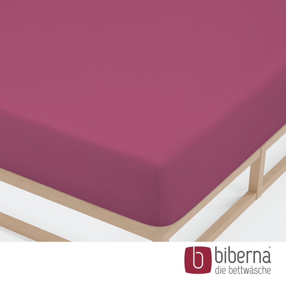 biberna Jersey-Elastic-Spannbetttuch brombeer, 1x 180x200 cm - 200x220 cm