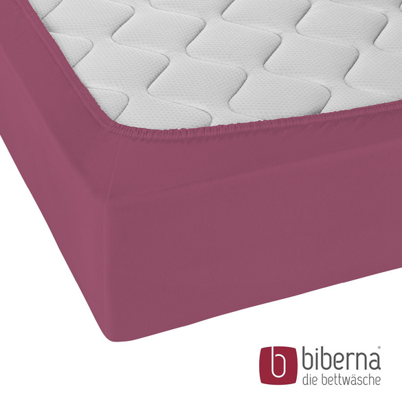 biberna Jersey-Elastic-Spannbetttuch brombeer, 1x 180x200 cm - 200x220 cm