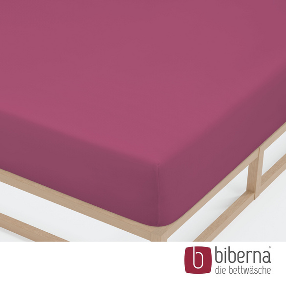 biberna Jersey-Elastic-Spannbetttuch brombeer, 1x 90x190 cm - 100x220 cm