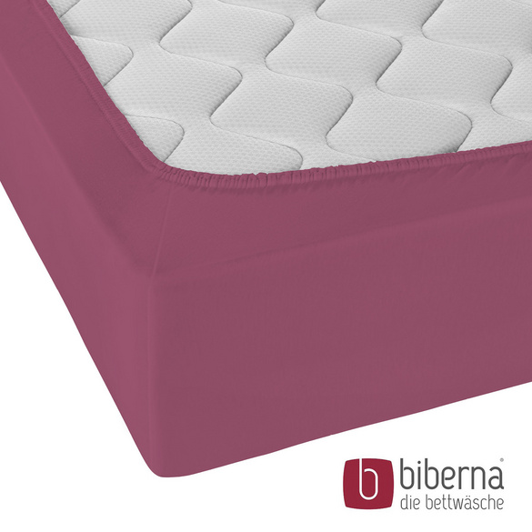 biberna Jersey-Elastic-Spannbetttuch brombeer, 1x 140x200 cm - 160x220 cm