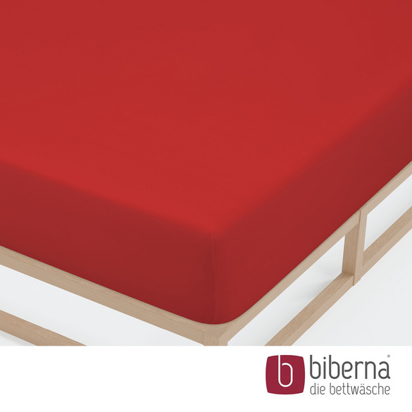 biberna Jersey-Elastic-Spannbetttuch rot, 1x 180x200 cm - 200x220 cm