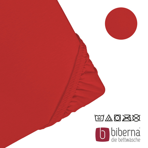 biberna Jersey-Elastic-Spannbetttuch rot, 1x 180x200 cm - 200x220 cm