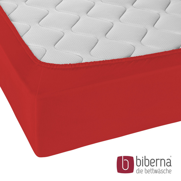 biberna Jersey-Elastic-Spannbetttuch rot, 1x 120x200 cm - 130x220 cm