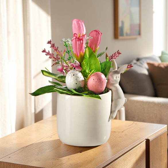 Ostergesteck im Keramiktopf mit Häschen Eldo