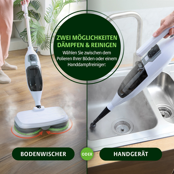Rotierender Dampfreiniger 2-in-1 mit 10-tlg. Zubehör Bergström
