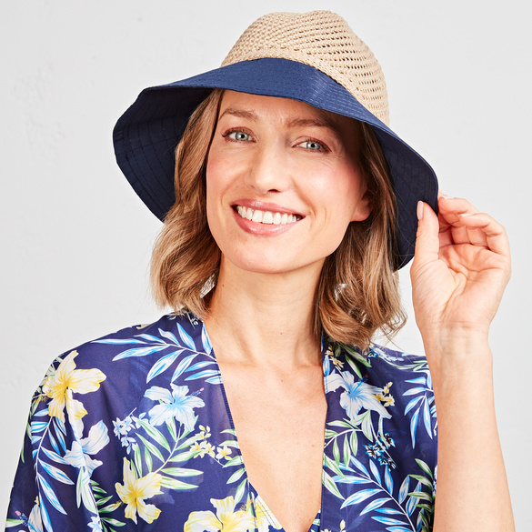 Sommerhut blaue Schleife