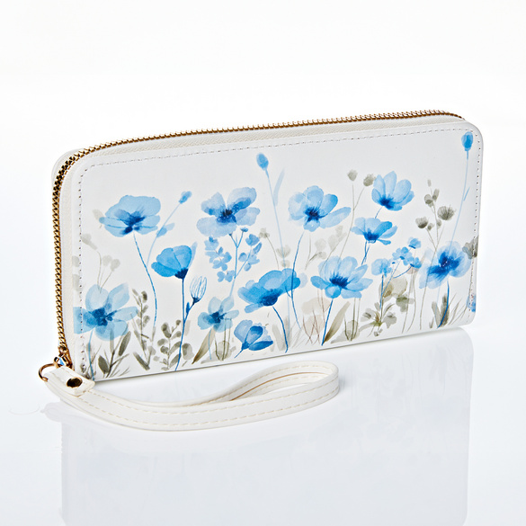 Breitbörse „Blaue Blumen" RFID