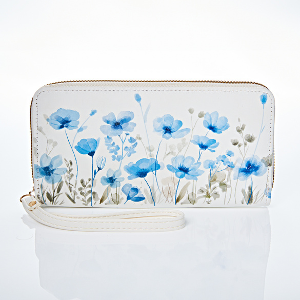 Breitbörse „Blaue Blumen" RFID