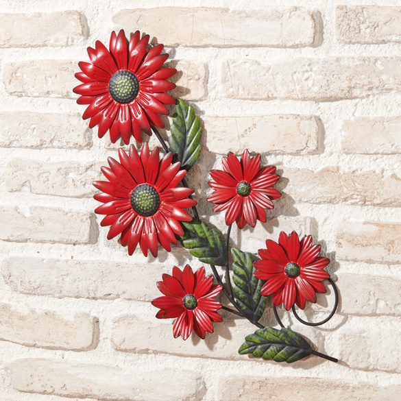 Metall-Wanddeko "Sonnenblumen" rot Eldo