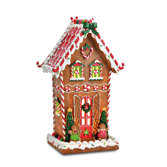 Lebkuchenhaus mit LED-Beleuchtung 31 cm hoch