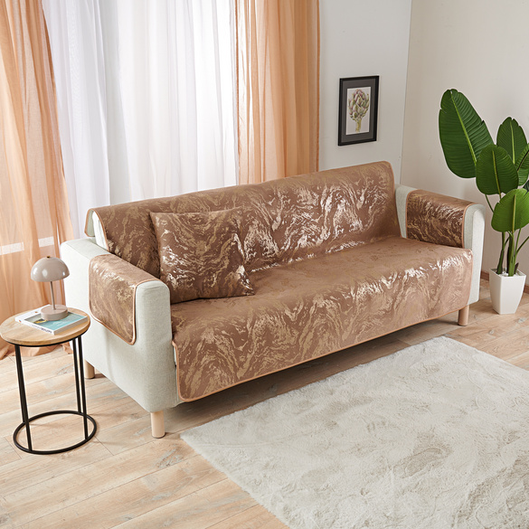 Sofaüberwurf 3-Sitzer beige-grau 180 x 150 cm Eldo