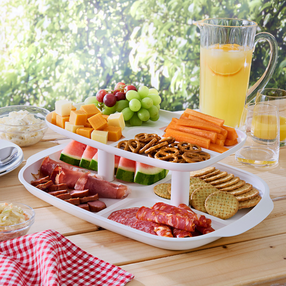 Serviertablett 2-stöckig "Sommer-BBQ" Basilico