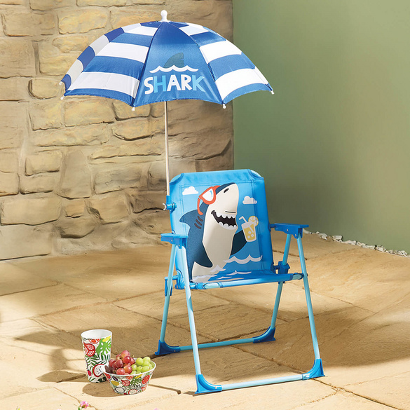 Kinderklappstuhl + Sonnenschirm "Blauer Hai"