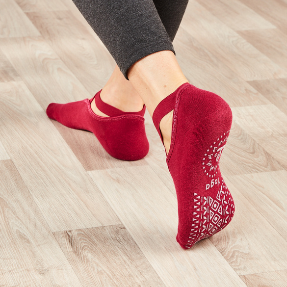 Stopper-Socken beere-grau-apricot 3er-Set