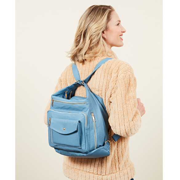 Umhängetasche "Anika" 2-in-1 Rucksack hellblau Amélie di Santi