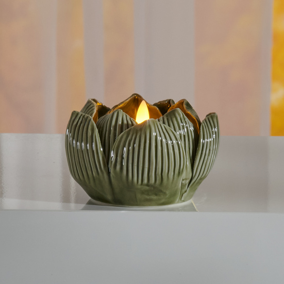 Teelichthalter "Blüte" khaki Eldo