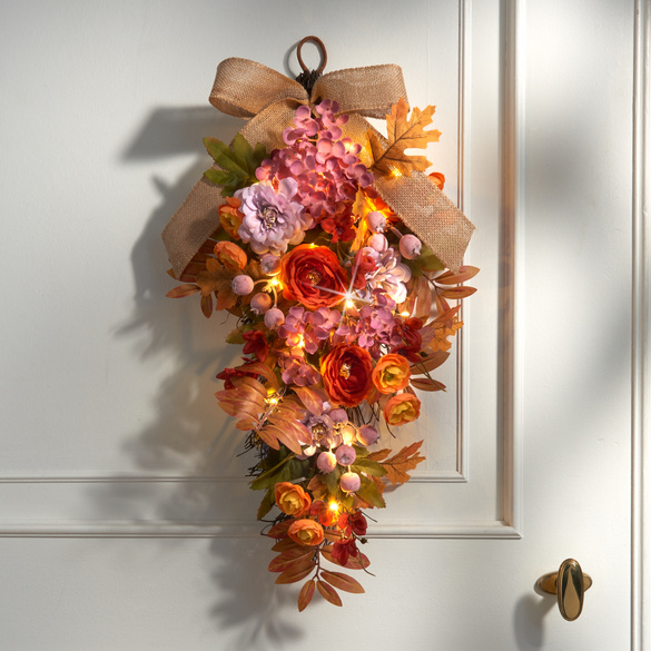 LED-Gesteck "Herbst" mit XL-Juteschleife Eldo