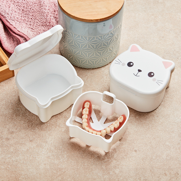 Zahnprothesen-Box "Katze" Java
