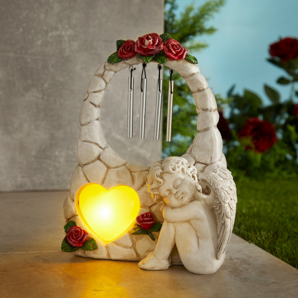 Grabdeko Solar-Engel mit Windspiel Gainsborough